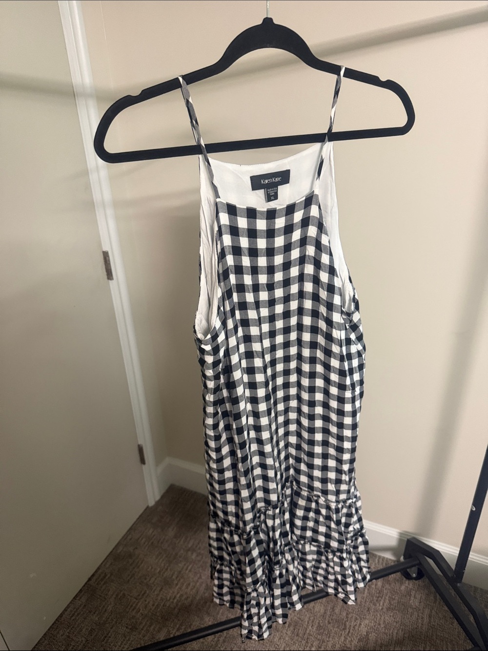 Karen Kane Black and White Gingham Midi Dress